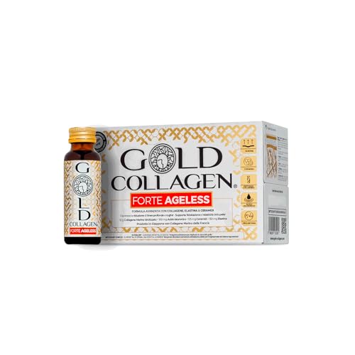Gold Collagen Forte Ageless - Collagene Integratore Antirughe Antiossidante Riduce Linee Sottili Con Biotina Crescita Capelli, Vitamina C, Collagene M
