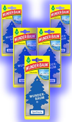 Wunder-Baum Profumo Per Auto, Deodorante Per Ambienti Profumati, 5 Pezzi + Penna Light-Tribe (Freschezza Sportiva)