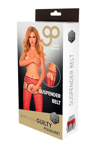 Guilty Pleasure Fetish Wear Gp Printed Suspender Belt, M Lingerie Fetish Red Taglia: M