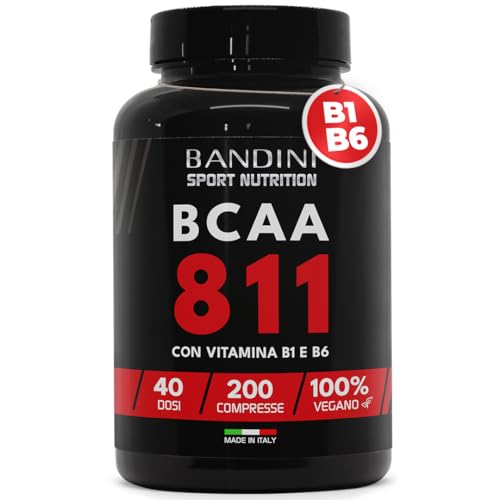 Bandini® Aminoacidi Ramificati Bcaa 8 1 1 | 200 Compresse Amminoacidi Fermentati Con Vitamina B1 E B6 | 8.1.1 Con Leucina, Isoleucina, Valina | Intra