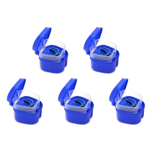 Wzxksoac 5X Protesica Blu Scuro, Portaprotesi Con Filtro, Scatola Da Bagno Per Dentiera Scatola Di Immagazzinaggio Di Denti Finti Con Supporto Per Ces