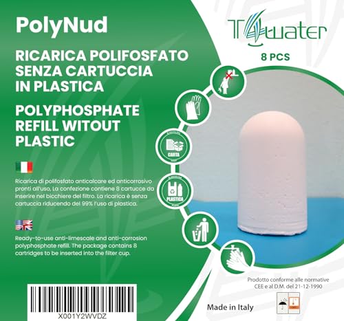 Ricarica Di Polifosfato Per Caldaia Senza Cartuccia In Plastica. Confezione Da 8 Pcs. Anti-Calcare (Ricarica Di Polifosfati, Refill Polifosfati, Sale