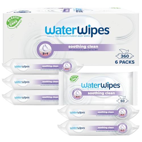 Waterwipes Soothing Salviette Lenitive Pulite Per Neonati, 360 Salviette (6 Confezione), Con Il 99% Di Acqua Ed Estratti Botanici, Salviette Umidifica