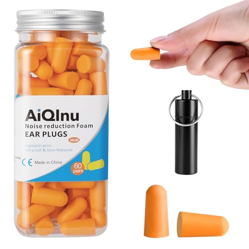 Aiqinu Tappi Orecchie Dormire, 60 Paia Tappi Per Le Orecchie 38Db Snr Più Alto,Super Morbido Tappi Per Orecchie Antirumore, Per Protezione Dell'Udito,