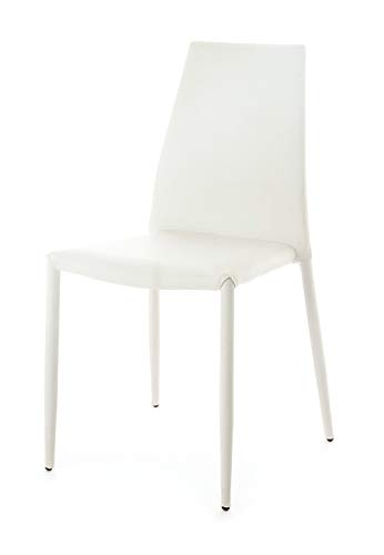 Wink Design, Lincoln, Set 4 Sedie, Pelle Ecologica, Bianco