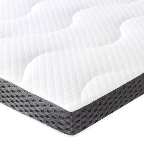 Amazon Basics Topper Singolo 100 X 200 Cm In Memory Foam Con Gel Rinfrescante, 7 Cm Coprimaterasso, Bianco