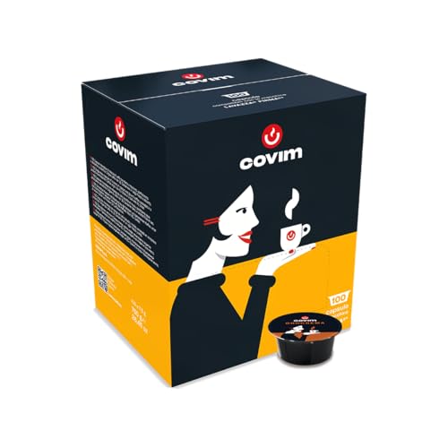 Covim Caffè - Capsule Di Caffè Orocrema, 100 Capsule Monodose Intensità 9, Compatibili Con Lavazza Firma, Espresso Cremoso E Intenso Con Aroma Di Legn