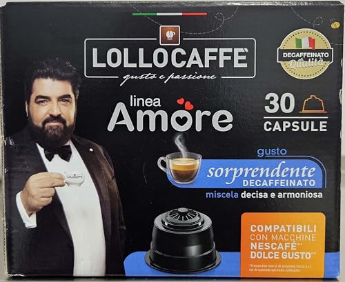 Lollo Caffè Linea Amore Gusto Sorprendente Decaffeinato 30 Capsule Compatibili Per Macchina Dolce Gusto