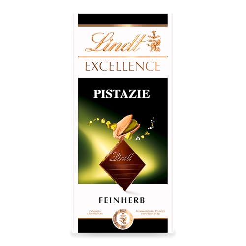 Lindt Tavoletta Excellence Pistacchio, Tavoletta Di Finissimo Cioccolato Fondente Lindt Con Granella Di Pistacchio, Formato 100G