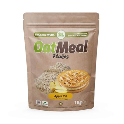 Anderson Fiocchi Di Avena Oatmeal Flakes 1 Kg Cerali Con Proteine E Fibre Ottimo Per Vegani E Vegetariani (Apple Pie)