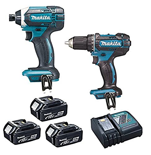 Makita Dlx2127Mj1 Trapano Avvitatore + Avvitatore Massa Battente 3X18V 4Ah Li-Ion + Valigetta Makpac