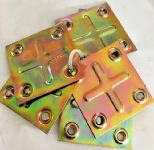 4 Pezzi - Piastrine Nervate Forate Per Giunzione Mobili 50X50Mm - In Acciaio Tropicalizzato