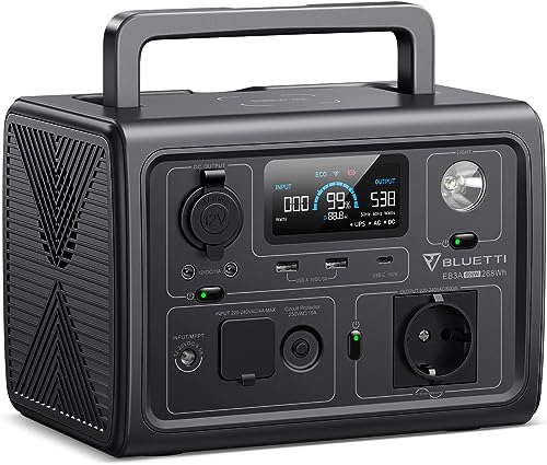 Bluetti Centrale Elettrica Portatile Eb3A, 268Wh Lifepo4 Batteria, 600W (1200W Picco) Ac Uscita, Ricarica Da 0-80% In 30 Minuti, Generatore Solare Per