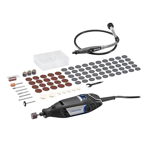 Dremel 3200 Multifunzione Rotativo 130W, Kit Con 1 Albero Flessibile, 90 Accessori, Velocità Variabile 10.000-35.000 Giri/Min Para Taglio, Incisione,