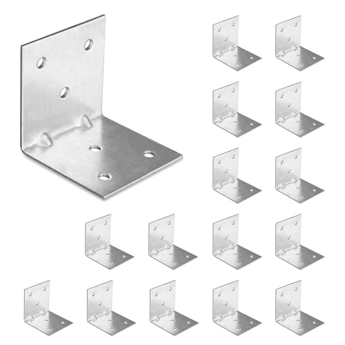 Omideas 15 X Staffe Angolari (50 X 50 X 50) Squadretta Giunzione, Staffa Angolare A 90 Gradi, Connettore Di Fissaggio Per Mobili In Legno, Zincato Arg