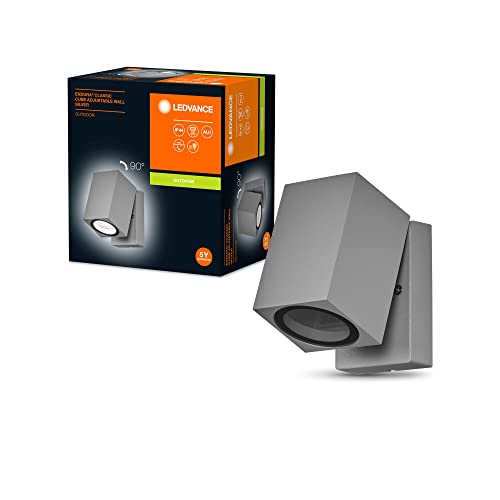 Ledvance Endura Classic Cube Adj Wall Applique Da Esterno, Colore Argento, Attacco Gu10 (Max 35W), Compatibile Con Lampada Normale O Smart, Testa Orie