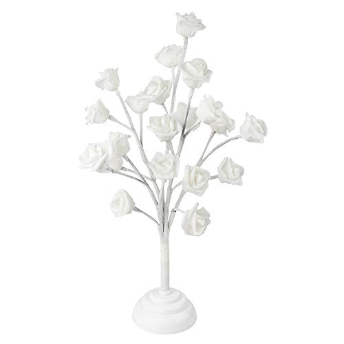 Ideen Mit Herz Albero Led Con Rose, Bianco, Altezza 40 Cm, 20 Lampadine Led Bianco Caldo, Timer