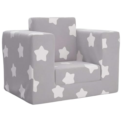 Vidaxl Divano Letto Bambini Grigio Chiaro Con Stelle Morbido Peluche, Mini Divano, Poltrona Per Bambini, Poltrona, Divano Per Piccoli, Divano