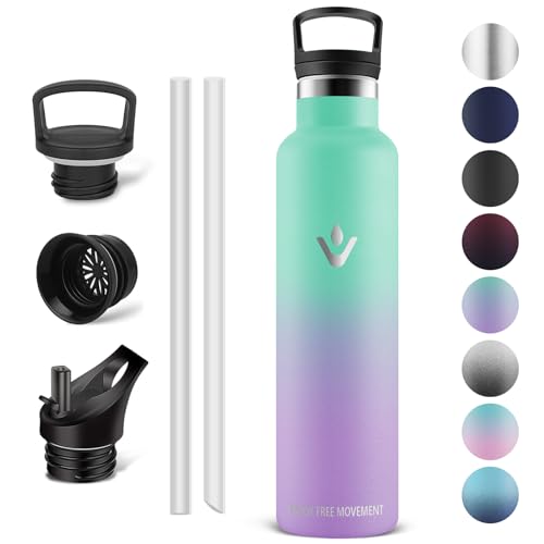 Vikaster Borraccia Termica - Borraccia 1L, Borraccia Acciaio Inox, Borracce Senza Perdite, Borraccia Con Cannuccia, Borraccia Termiche Sportiva, Adult