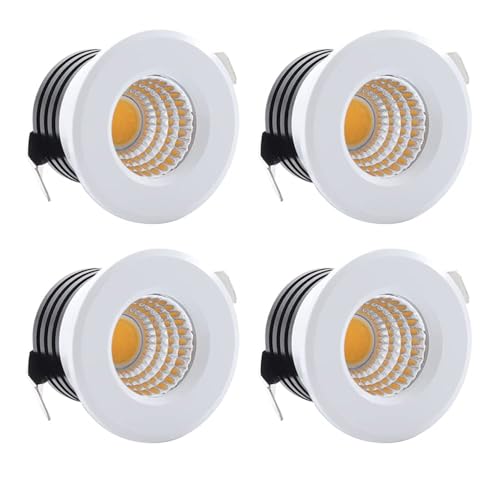 Hvzum 4 Piccoli Faretti Da Incasso A Led Da 3 W, 230 V, Con Trasformatore, Cob Downlights Da Soffitto, 300 Lm, Per Armadietto, Cucina, Soggiorno (Mini