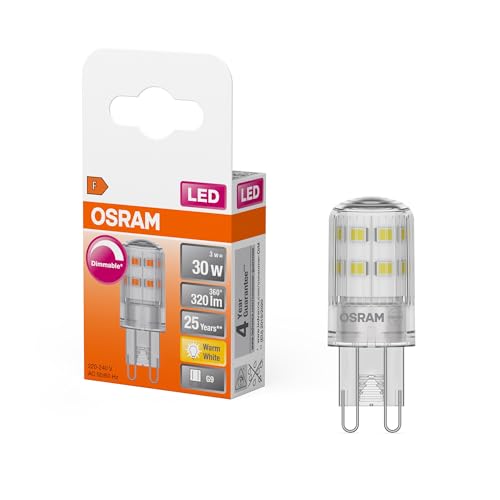 Osram Lampada Dimmable Led Pin Con Base G9, Bianco Caldo (2700K), 350 Lumen, Vetro Trasparente, Confezione Singola