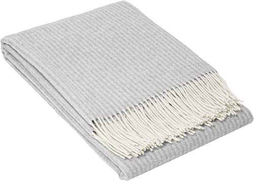 Morbida Coperta In Lana Merinos 140X200 Con 10% Cashmere – Coperta Calda Per Letto E Divano, Copriletto Invernale Con Frange, Elegante Plaid Per Divan