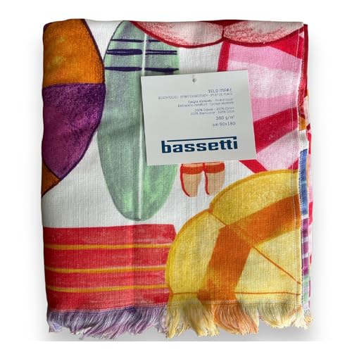 Bassetti Telo Mare In Spugna Di Cotone 100% Stampato Con Frange Misura 90X180 Cm, Art. Capriccioli