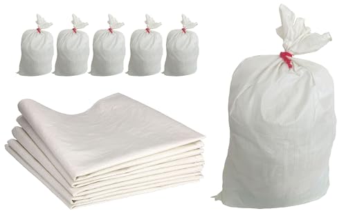 Toolspace Sacco In Polipropilene, Tessuto Pp 5X Sacchi In Propilene Da 25 Kg Ideale Per Mangimi, Cereali, Carbone, Eco-Polveri - Stoccaggio Di Articol