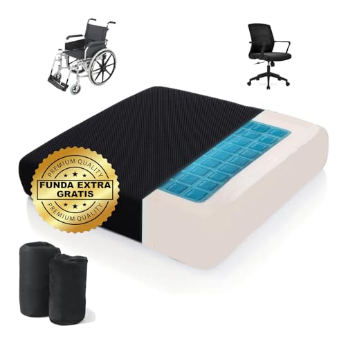 Daymandcare | Cuscino Antidecubito | Cuscino Sedia Ufficio | Cuscino Antidecubito Per Sedia A Rotelle | Memory Foam + Gel | Copertura Extra Gratuita |