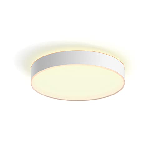 Philips Hue White Ambiance Enrave, Plafoniera Smart, Grande, Con Bluetooth, 33.5 W, Telecomando Dimmer Switch Inlcuso, Bianca
