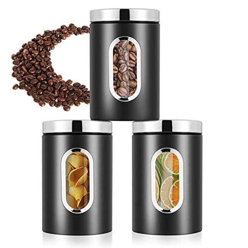 Joyboy Barattoli Rotondi In Acciaio,Set Da 3 Barattoli Con Finestra,Contenitori Alimentari Ermetici In Acciaio Inossidabile Per La Conservazione Di Fa