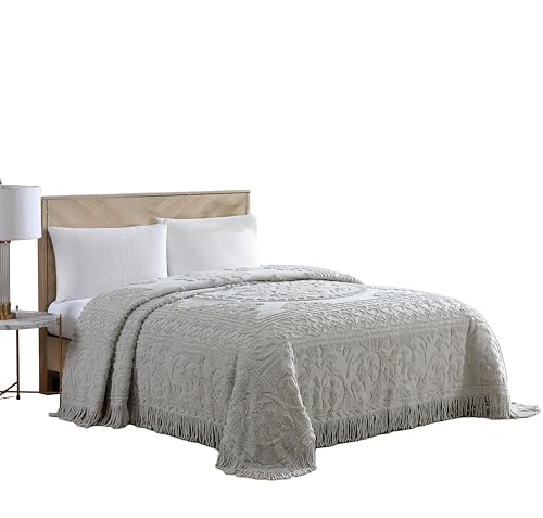 Beatrice Home Fashions Medallion - Copriletto King Size In Ciniglia, Colore: Grigio
