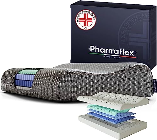 Pharmaflex Cervical - Cuscino Cervicale Memory Foam Letto Per Dormire 71X42 Ortopedico E Ergonomico, Morbido Supporto A 5 Strati Allevia Dolori, Guanc