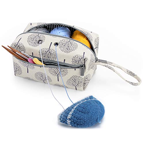 Luxja Borsa Maglia, Borsa Filati, Borsa Uncinetto Per Matasse Di Filati, Porta Uncinetti, Ferri Maglia (Fino A 8 Pollici) E Altri Piccoli Accessory