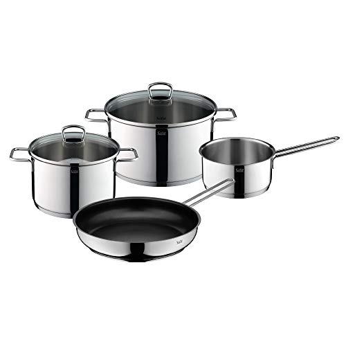 Silit Alicante Kochtopfset Induktion 4-Teilig Set Coperchio In Vetro, Pentole A Induzione, Inox, Rivestite, Adatte Al Forno, Acciaio Inossidabile Luci