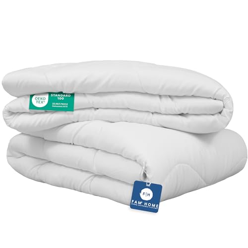 Fam Home - Piumone 135 X 200 Cm, 4 Stagioni, Composto Da 2 Trapunta Abbottonata, Anallergico, Per Chi Soffre Di Allergie, Coperta Estiva Da 150 G/M² E