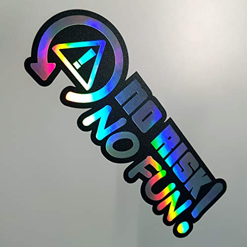 Folien-Zentrum - 2 X No Risk No Fun Oilslick Nero 14,5 X 5 Cm – Adesivi Per Auto Di Alta Qualità – Oem Jdm Auto Sticker – Adesivi Divertenti Per Auto