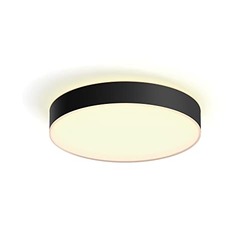 Philips Hue White Ambiance Enrave, Plafoniera Smart, Grande, Con Bluetooth, 33.5 W, Telecomando Dimmer Switch Inlcuso, Nero