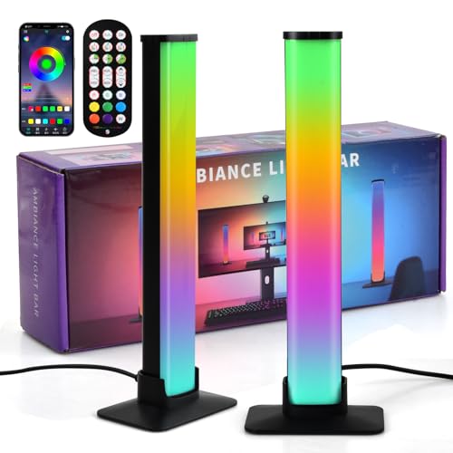 Focenat 2Pcs Led Light Bar Lampada Rgb, Rgb Gaming Lamp Lighting Sincronizzazione Con Musica E Controllo App, Smart Luce Led, Lampada Gaming, Luce D'A