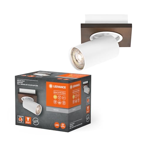 Ledvance Decor Spot Mercury, 1 X 3,4W, 230Lm, Aspetto Legno, Bianco, Faretto, Teste Orientabili, Versatile, Faretto Per Interni, Lampade Led Sostituib