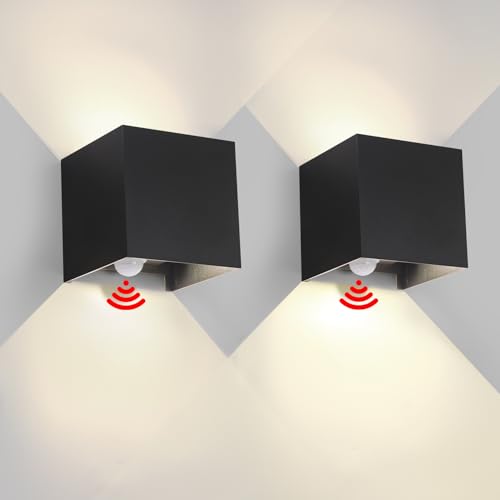 2 Pezzi Applique Da Esterno Con Sensore Di Movimento E Crepuscolare Applique Da Parete Esterno Ip65 Impermeabile Luci Esterno Da Parete Quadrata Angol