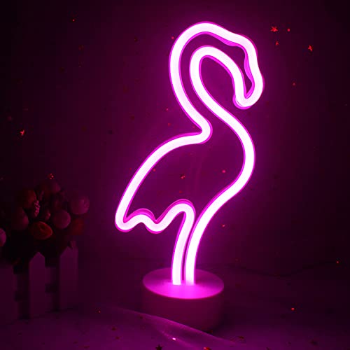 Ovker Insegna Luminosa Al Neon, Led Fenicotteri Segnaletica, Luci Al Neon Notturna Con Alimentata A Batteria O Usb Per Camera Da Letto Natale Bambini