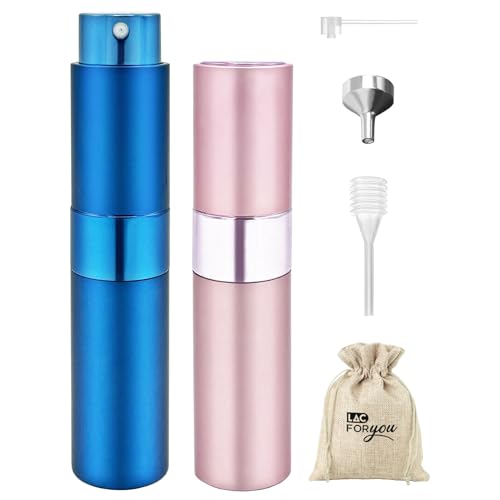 Lac For You 2 Pz Atomizzatore Profumo 8 Ml - Porta Profumo Da Borsetta - Portaprofumo Da Viaggio Ricaricabile (Rosa/Blu)
