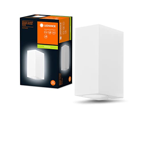 Ledvance Endura Classic Square Updown Applique Da Esterno, Colore Bianco, Attacco Gu10 (Max 35W), Compatibile Con Lampada Normale O Smart, Tipo Up/Dow