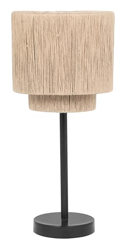 Trio Leuchten Tischleuchte Smilla 566800136, Metall Schwarz Matt, Schirm Jute Naturbelassen, Exkl. 1X E27