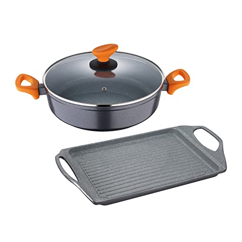 San Ignacio Lava | Batteria Di Cucina | Kit Di Cucina Con Piastra Griglia Di 46X27Cm E Casseruola Di 28Cm Di Diametro | Antiaderenti | Per Tutti I Pia