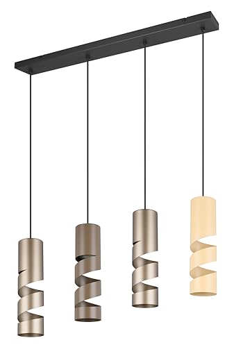 Trio Leuchten Pendelleuchte Stream 364000417, Metall Schwarz Matt, Schirm Coffee/Taupe/Beige, Exkl. 4X Gu10