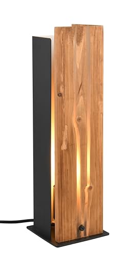 Trio Leuchten Tischleuchte Karuni 563300130, Metall Schwarz Matt, Holz Naturbelassen, Exkl. 1X E27