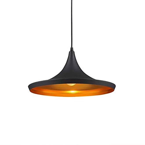 Barcelonaled - Lampada Nordica Industriale, Vintage, A Sospensione, E27, Retrò, In Metallo, Illuminazione Interna, Colore: Oro, Nero, Alluminio