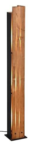 Trio Leuchten Stehleuchte Karuni 463300330, Metall Schwarz Matt, Holz Naturbelassen, Exkl. 3X E27